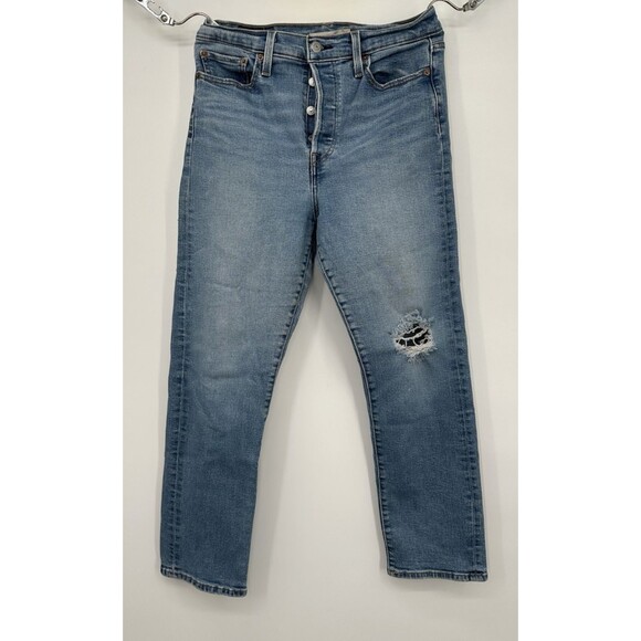 Levi’s Women's Wedgie Straight Medium Wash Distressed Jeans Size 30 - Picture 1 of 10